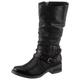 Stiefel MUSTANG SHOES Gr. 37, Normalschaft, schwarz Damen Schuhe Bikerstiefel Reißverschlussstiefel mit Nietenband und Zierkette
