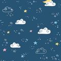 Papier peint chambre enfant bleu ciel étoilé Tapisserie chambre bébé bleu nuage & étoile Papier