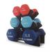 HolaHatha 2, 3, & 5 Lb Neoprene Dumbbell Free Hand Weight Set w/ Rack, Red/Blue - 20 LB, Set of 6 with Stand