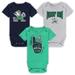 Newborn & Infant Navy/Green/Heathered Gray Notre Dame Fighting Irish 3-Pack Game On Bodysuit Set