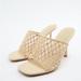 Zara Shoes | New Zara Rhinestone Cream Mesh Slide Heels 3814/910 Size 7.5 | Color: Cream | Size: 7.5