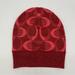 Coach Accessories | Coach Tonal Dream Red Logo Wool Glitter Beanie Hat | Color: Red | Size: Os