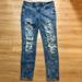 American Eagle Outfitters Jeans | American Eagle Outfitters Distressed Super Stretch Jegging Ankle Blue Jeans - 4 | Color: Blue/White | Size: 4