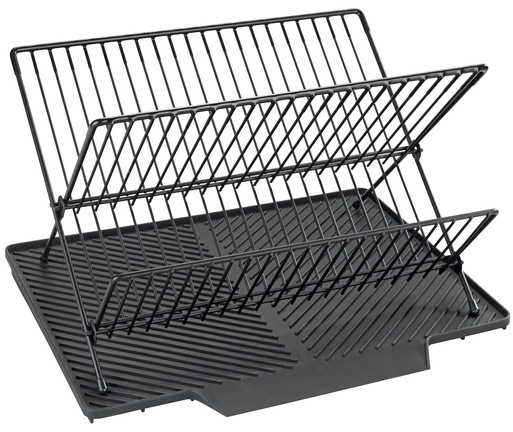 Abtropfmatte WENKO "Modell Nelia", schwarz, B:34cm H:25cm T:40cm, Metall, Geschirrständer, mit Abtropfgestell, geneigte Fläche für optimalen Wasserablauf