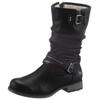 Winterstiefel MUSTANG SHOES, Damen, Gr. 41, Normalschaft, schwarz, Lederimitat, modisch, Schuhe, Stiefelette, Winterboots mit Zierschnallen am slouchy Schaft