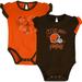 Newborn & Infant Brown/Orange Cleveland Browns Too Much Love Two-Piece Bodysuit Set