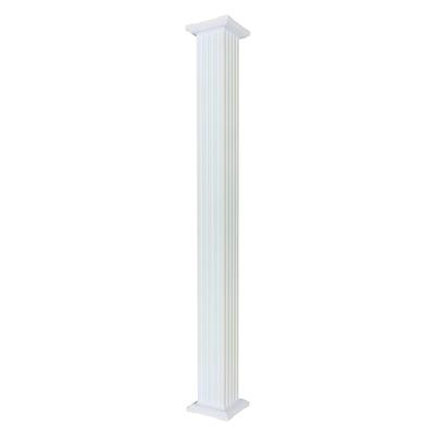 Superior Aluminum Square Fluted Columns (Extended Lengths) 8 Inch x 9 Foot - White - Standard Cap/Base