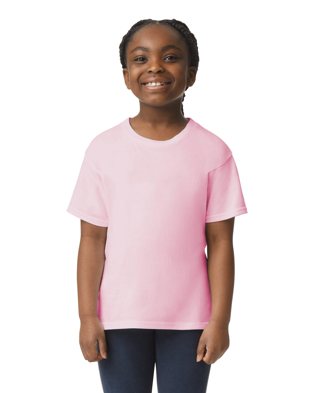 Gildan G640B Youth Softstyle T-Shirt in Light Pink size Small | ring spun cotton 64000B