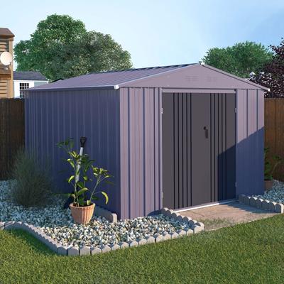 VEIKOUS Outdoor Metal Storage Shed with Lockable Door and Air Vents for Garden