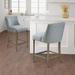 Delaney Wood Counter Stool with Fabric Seat in Blue
