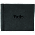 Men's Fossil Black Tufts University Jumbos Leather Ingram RFID Flip ID Bifold Wallet