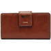 Women's Fossil Brown North Texas Mean Green Leather Logan RFID Tab Clutch