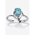 Women's Silvertone Simulated Pear Cut Birthstone And Round Crystal Ring Jewelry by PalmBeach Jewelry in Blue Topaz (Size 5)