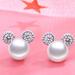 Disney Jewelry | Mickey Mouse Pearl Cz Stud Earrings New | Color: White | Size: Os