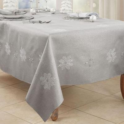 Shimmer Snowflake Oblong Tablecloth Silver, 70 x 140, Silver