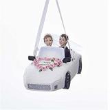 Kurt Adler Wedding Couple in a Car Hanging Figurine Ornament in Black/White | 1.95 H x 1.21 W x 0.96 D in | Wayfair C7619