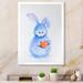 August Grove® Cute Funny Rabbit Bunny - Picture Frame Print on Canvas Metal in Blue/Orange/White | 40 H x 30 W x 1.5 D in | Wayfair