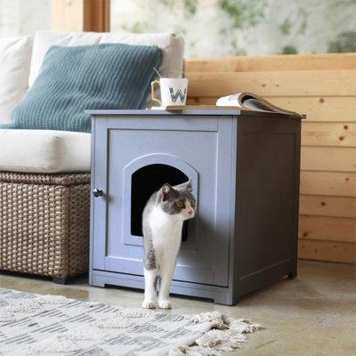 Tucker Murphy Pet™ Zoovilla Kitty Litter Loo Indoor Hidden Litter Box Enclosure Furniture, Gray Wood in Blue/Brown/Gray | Wayfair