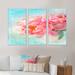 Ophelia & Co. Yellow Sunflowers w/ Green Leaves - Floral Framed Canvas Wall Art Set Of 3 Canvas, Wood in Blue/Pink | 20 H x 36 W x 1 D in | Wayfair