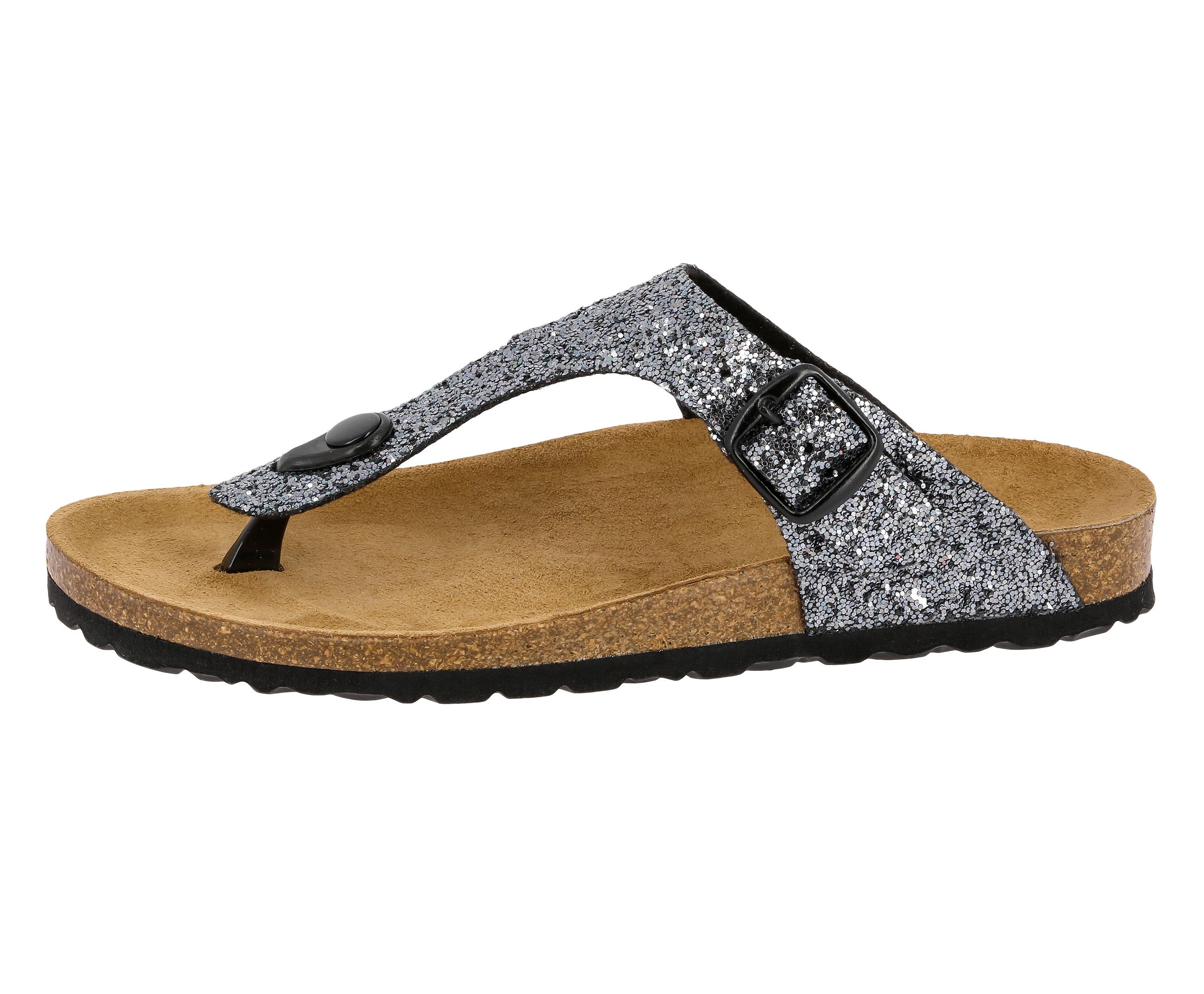 Zehentrenner LICO "Zehenstegpantolette Bioline Glisto", Gr. 36, grau, Synthetik, Schuhe Damenschuh Zehentrenner Sommerschuh