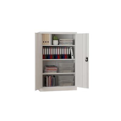 MIDORI® Aktenschrank Büroschrank Metallschrank Flügeltürenschrank Lagerschrank 3 Böden Grau Image