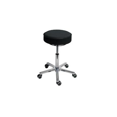 PROREGAL Drehhocker Indianapolis High | Sitzhöhe 54-72cm | Ø 53cm | Tragfähigkeit 110kg | Kunstleder-Sitz | Aluminium-Fußkreuz mit Rollen | Schwarz Image