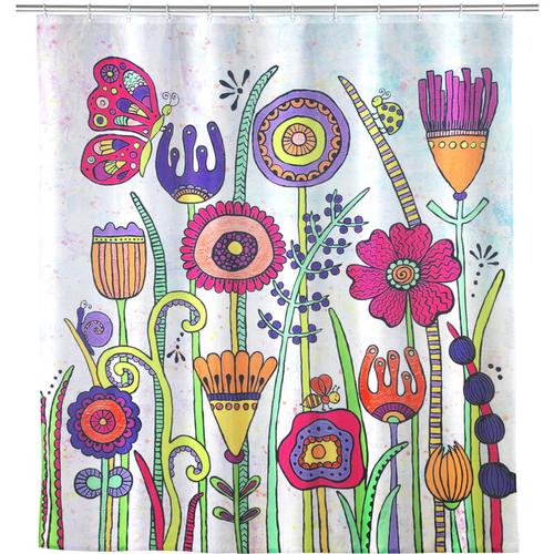 Duschvorhang Rollin’Art Full Bloom, Polyester, 180 x 200 cm, waschbar, Mehrfarbig, Polyester