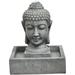 Hanover 20.5-In. Buddha Head Indoor or Outdoor Garden Fountain with LED Lights for Patio, Deck, Porch