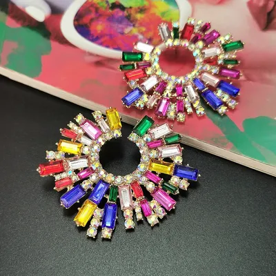 UKEN-Boucles d'oreilles à tige en cristal multicolore pour femmes bijoux de plage en biscuits