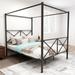 Metal Canopy Bed Frame, Platform Bed Frame Queen with X Shaped Frame for Bedroom Queen Black