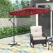 10 ft. Solar Powered LED Lighted Outdoor Cantilever Patio Umbrella in Red