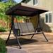 74.8 in. 3-Person Metal Patio Swing Chair With Side Bags, Canopy Adjustable