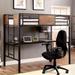 Wooden & Metal Twin Size Bunk Bed with Workstation, Black