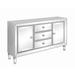 Wood and Mirror Accent Cabinet with Three Drawers and Two Doors, Silver