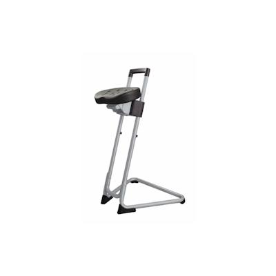 PROREGAL Antistatische Stehhilfe San Diego mit ESD-Sitz | Sitzhöhe 60-85cm | Tragfähigkeit 110kg | Polyurethane-Sitz | Lichtgrau/Schwarz Image