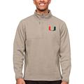 Men's Antigua Oatmeal Miami Hurricanes Course Quarter-Zip Pullover Top