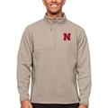 Men's Antigua Oatmeal Nebraska Huskers Course Quarter-Zip Pullover Top