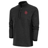 Men's Antigua Heather Black Oklahoma Sooners Course Quarter-Zip Pullover Top