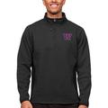 Men's Antigua Heather Black Washington Huskies Course Quarter-Zip Pullover Top