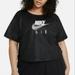 Nike Tops | Nike Air Women's Plus Size Mesh-Overlay T-Shirtblack 1x Nwt Msrp $45 | Color: Black/White | Size: 1x