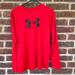 Under Armour Shirts & Tops | Boy’s Red And Black Under Armour Long Sleeve Top Heat Gear Loose Fit Size Yxl | Color: Black/Red | Size: Xlb