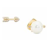 Kate Spade Jewelry | Kate Spade Love Game Pearl Heart Crystal Arrow Earrings | Color: Gold | Size: Os