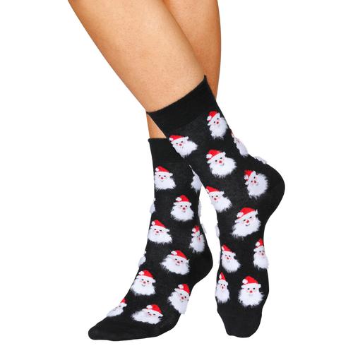 Socken H.I.S Gr. 39-42, rot (3x schwarz, rot, gemustert) Damen Socken mit lustigen Weihnachtsmotiven