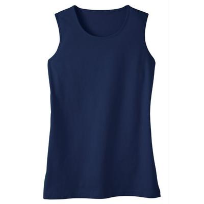 Haband Womens Essential Sleeveless Tee, Solid & Print, Navy, Size L