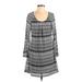 Umgee Casual Dress: Gray Chevron Dresses - Women's Size Small