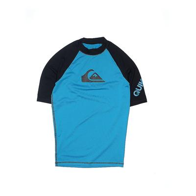 Quiksilver Active T-Shirt: Blue Solid Sporting & Activewear - Kids Boy's Size Small