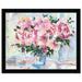 Oliver Gal Pretty Floral Mood Roses Bouquet Vase Modern Pink - Floater Frame Graphic Art Paper in Blue/Pink | 24 H x 30 W x 0.75 D in | Wayfair