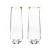 Twine Gilded Champagne Flutes, Gold Rimmed Clear Wine Set, Stemless Wine es, Set Of 2, 10 Ounces in Yellow | 6.25 H x 2.5 W in | Wayfair 10759