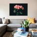 East Urban Home Pink Roses on Black I by Chelsea Victoria - Gallery-Wrapped Canvas Giclee Print, Cotton in Black/Gray/Green | 8 H x 12 W in | Wayfair