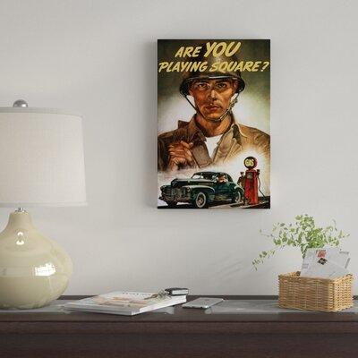 East Urban Home 'WWII Propaganda Poster of a Soldier Overlooking a Man at the Gas Pump' Vintage Advertisement on Canvas Canvas/Metal | Wayfair